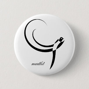 Black and white martlet 6 cm round badge