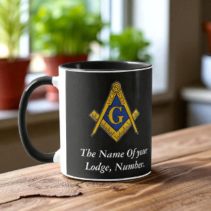 Black and White Masonic Freemason Compass Beer Stein