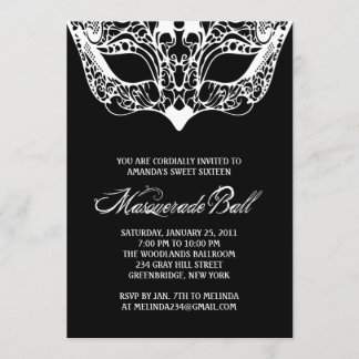 Black and White Masquerade Invitations