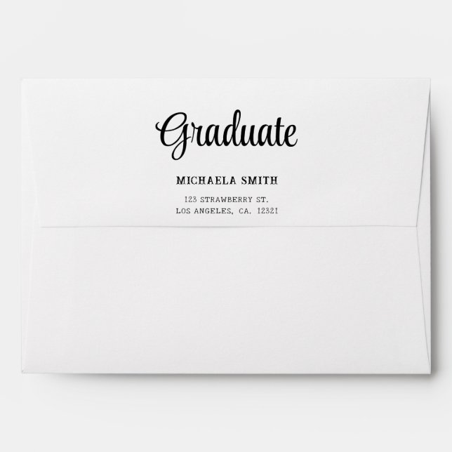 Black and White Math Return Address Graduation Envelope (Back (Top Flap))