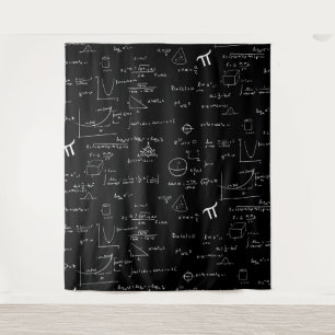 Black and White Mathematic Formulas Equations Tapestry
