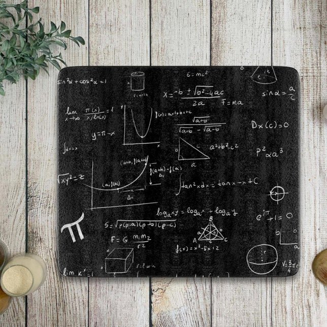 Black and White Mathematics formulas and equations Cutting Board (Creator Uploaded)