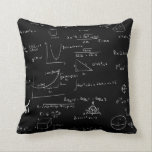 Black and White Mathematics Formulas and Graphics Cushion<br><div class="desc">Great mathematics throw pillow in black colour. The math formulas and equations are in white over the black background. Great for birthday's,  teachers and math nerds. Illustrated and designed by Patricia Alvarez.</div>