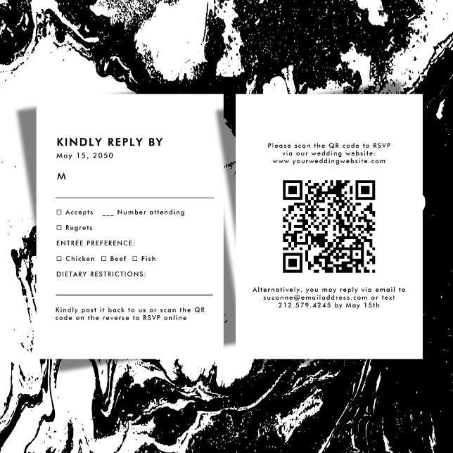 Black and White Meal Choice Wedding RSVP Card (Simple Black and White Meal Choice Wedding RSVP Card)