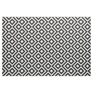 Black and White Meander Geometric Pattern Fabric
