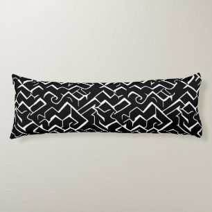 Black and White Meander Pattern   Modern Gothic Body Cushion