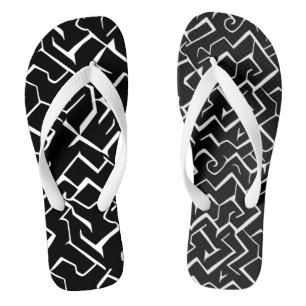 Black and White Meander Pattern   Modern Gothic Jandals