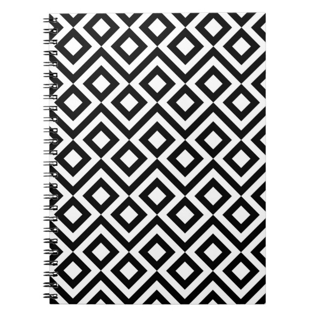 Black and White Meander Spiral Notebook (Front)