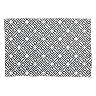 Black and white Meandering Greek Key Pattern Pillowcase