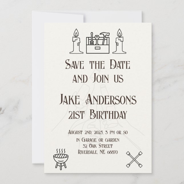 Black and White Mechanic Invitation (Front)