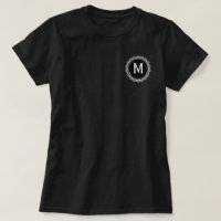 Black And White Medallion Custom Initial T-Shirt