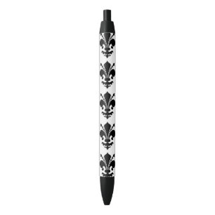 Black and white mediaeval Fleur de lis pattern Ink Pen