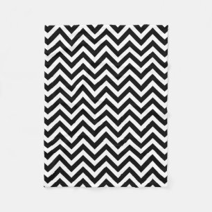 Black and White Medium Size Horizontal Chevron Fleece Blanket