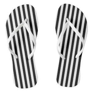 Black and White Medium Size Vertical Stripes Jandals