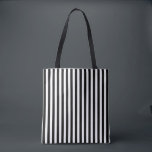 Black and White Medium Vertical Stripes Pattern Tote Bag<br><div class="desc">Black and white medium size vertical stripes pattern,  a simple but elegant design</div>