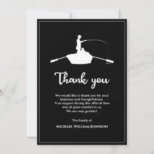 Black And White Memorial Funeral Forever Fishing Thank You Card