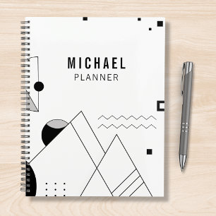Black and White Memphis Personalised Name Planner