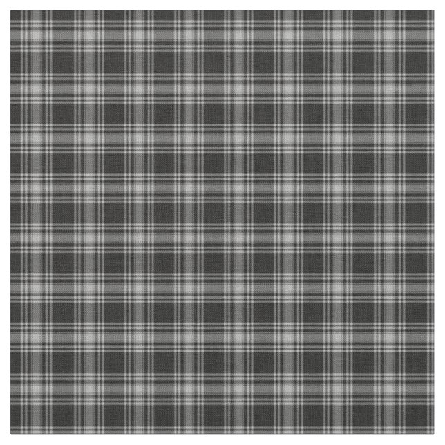 Black and White Menzies Scottish Tartan Pattern Fabric (Close Up)