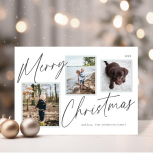 Black and White Merry Christmas Photo Holiday Card