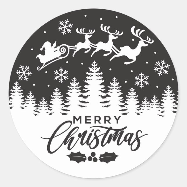 black and white Merry Christmas stickers (Front)
