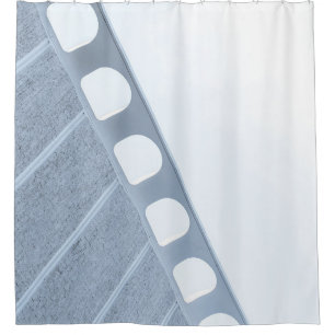 Black and white metal frame shower curtain