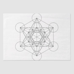 Black and White Metatron's Cube Tissue Paper