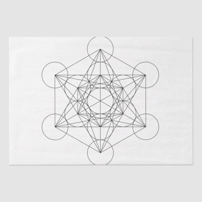 Black and White Metatron's Cube Tissue Paper (Front)
