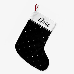 Black and White Micro Polka Dot Small Christmas Stocking