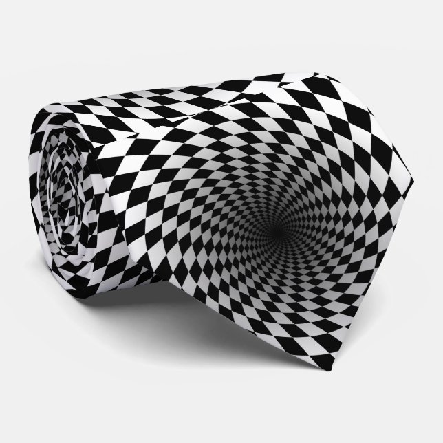 Black And White Mind Bender Tie (Rolled)