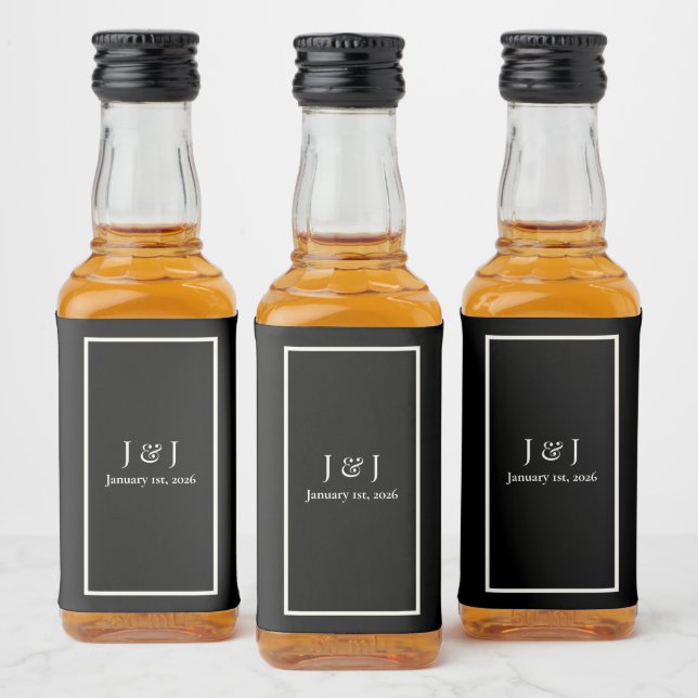 Black and White Mini Liquor Bottle Labels (Bottles)