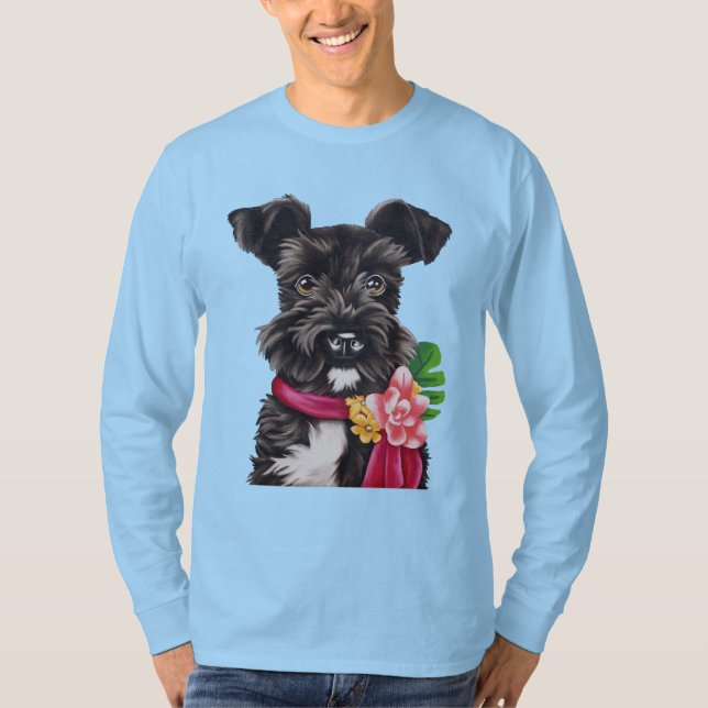 Black and White Mini Schnauzer T-Shirt (Front)