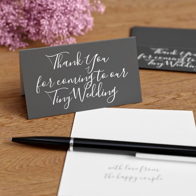 Black and White Mini Wedding Thank You Cards (Thank your people for coming to your tiny wedding with these mini black and white thank you cards)