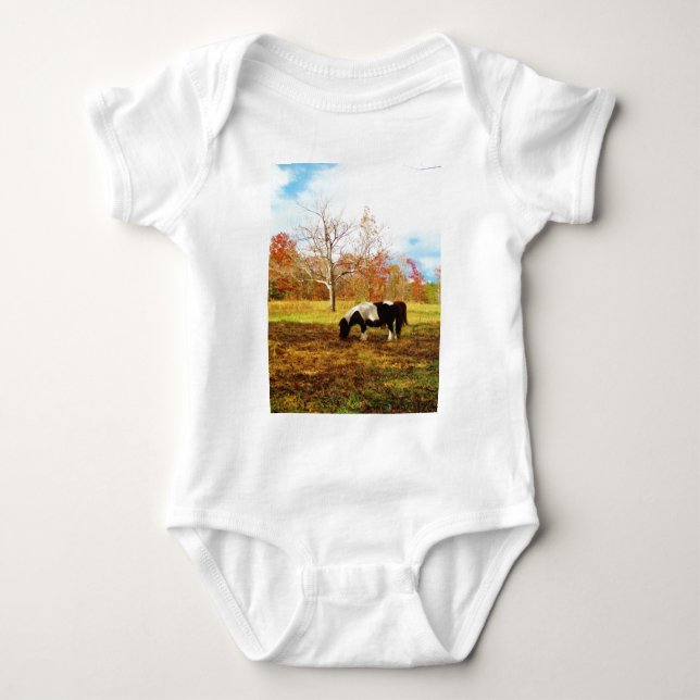 Black and White Miniature Pony / Horse Baby Bodysuit (Front)
