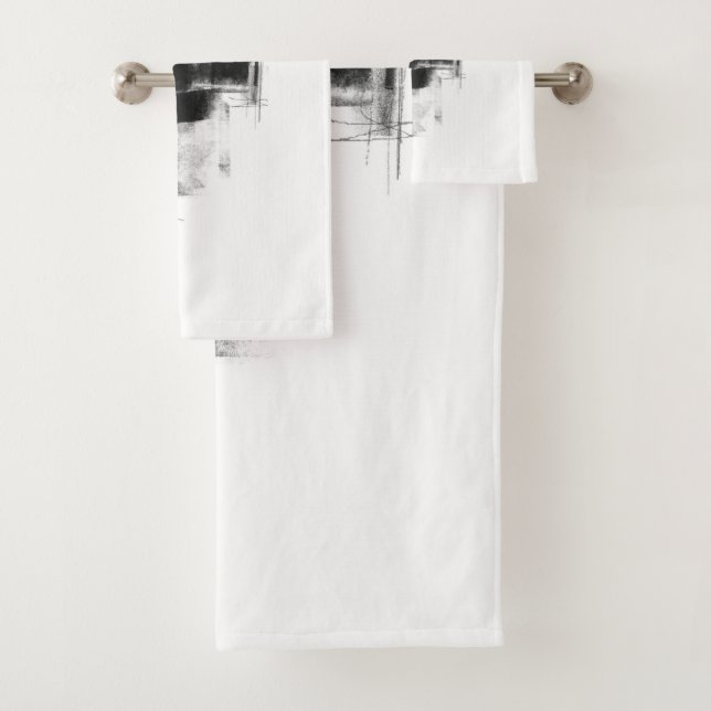 Black and White minimal Abstract Art Nr111 Bath Towel Set (Insitu)