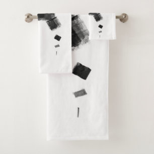 Black and White minimal Abstract Art Nr113 Bath Towel Set