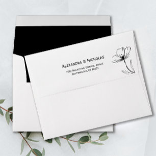 Black and White Minimal Elegant Wedding Envelope