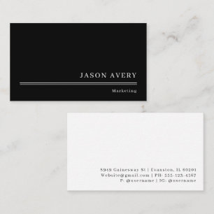 Black and White Minimal Professional  Business Card