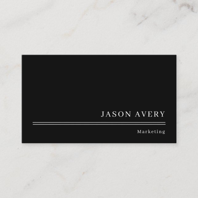Black and White Minimal Professional  Business Card (Front)