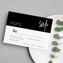 Black and white minimal script meal choice wedding