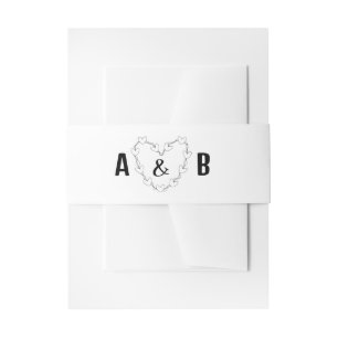 Black and white minimal script wedding invitation  invitation belly band