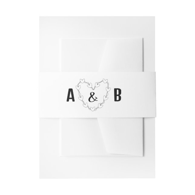 Black and white minimal script wedding invitation  invitation belly band (Front Example)