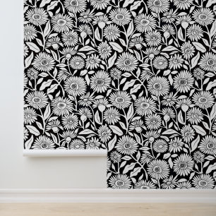 Black and White Minimal Sunflower Wallpaper