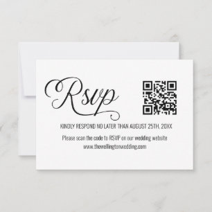 Black and White Minimal Wedding QR Code RSVP