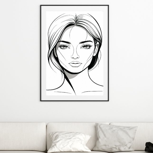 Black and White Minimal Woman Line Art Poster (Creator Uploaded)