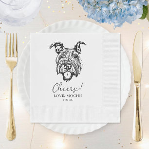 Black and White Minimalis Dog Personalised Wedding Napkin