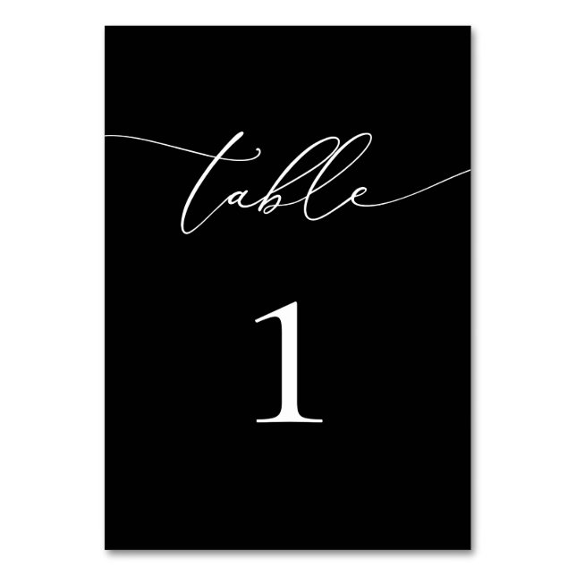 Black and White Minimalist 1 Table Number (Front)