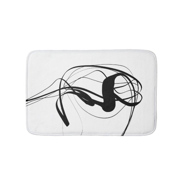 Black and White minimalist Abstract Art Bath Mat (Front)