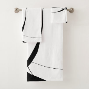 Black and White Minimalist Abstract Art Bath Towel Set