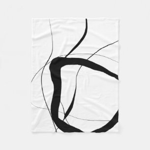Black and White Minimalist Abstract Art Fleece Blanket