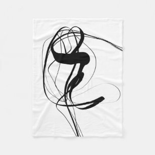 Black and White minimalist Abstract Art Fleece Blanket